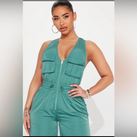 🚫🚫🚫🚫SOLD—Brand New Teal Jumpsuit🚫🚫🚫 - Picture 3 of 3